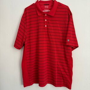 Chaps Golf Bold Red Polo Black Stripes Mens Size XXL Pullover Collared